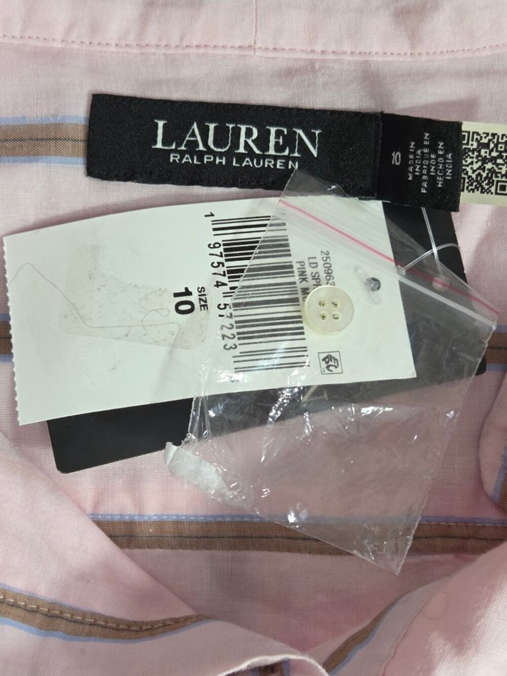 Lauren Ralph Lauren Striped Voile Blouson Sleeve Shirtdress Dress Rose Blush - Picture 3 of 7